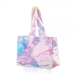 תיק אופנתי רחב, שקוף עם אפקט הולוגרמה עשוי PVC