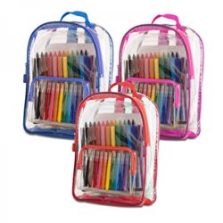 תיק גב שקוף לילדים כולל עטים וצבעים
