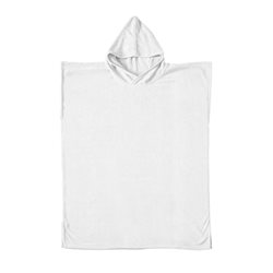 מגבת פונצ'ו עם קפוצ'ון לבנה