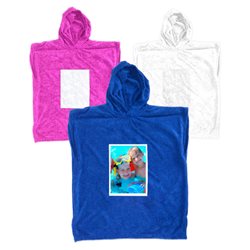 מגבת פונצ'ו עם קפוצ'ון לילדים כולל שטח להדפסה