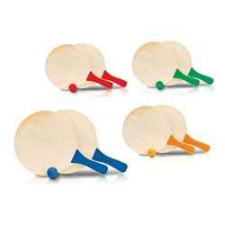 זוג מטקות עשויות עץ עם ידית צבעונית